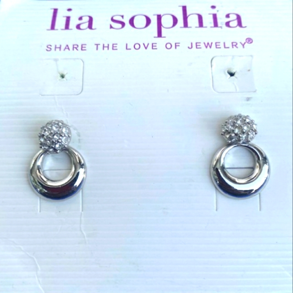 New Lia Sophia Silver CZ Earrings